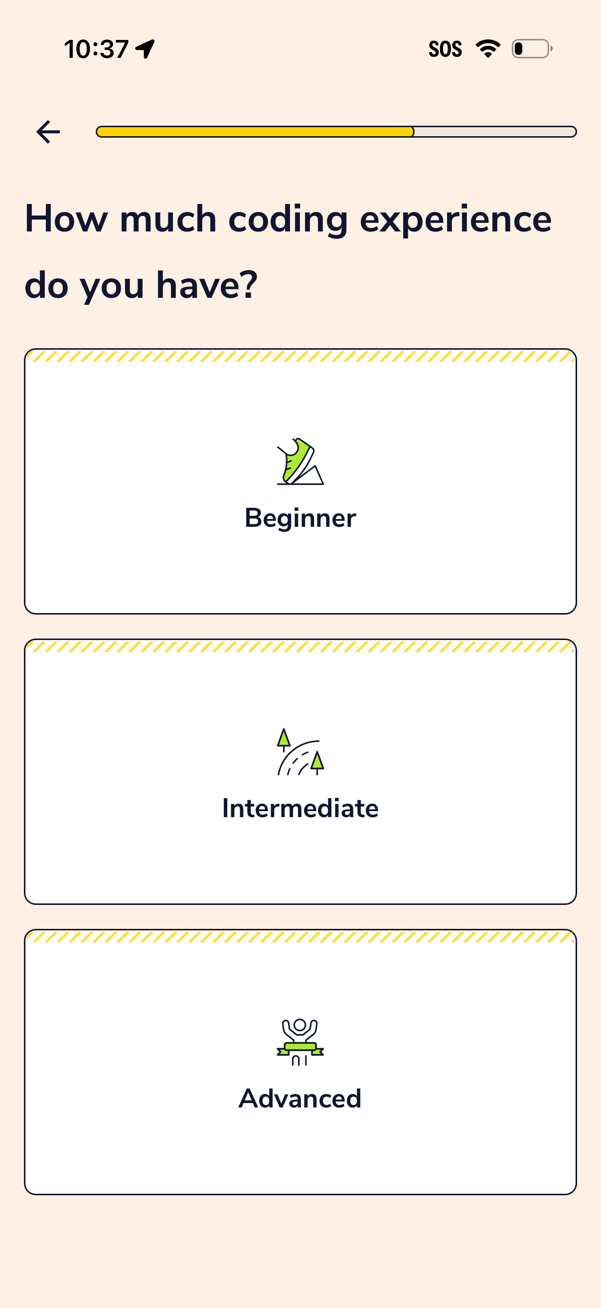 codeacademy-go onboarding screenshot